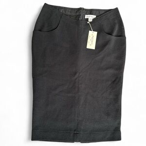 NWT Stewart + Brown merino and silk black pencil skirt with pockets size 10